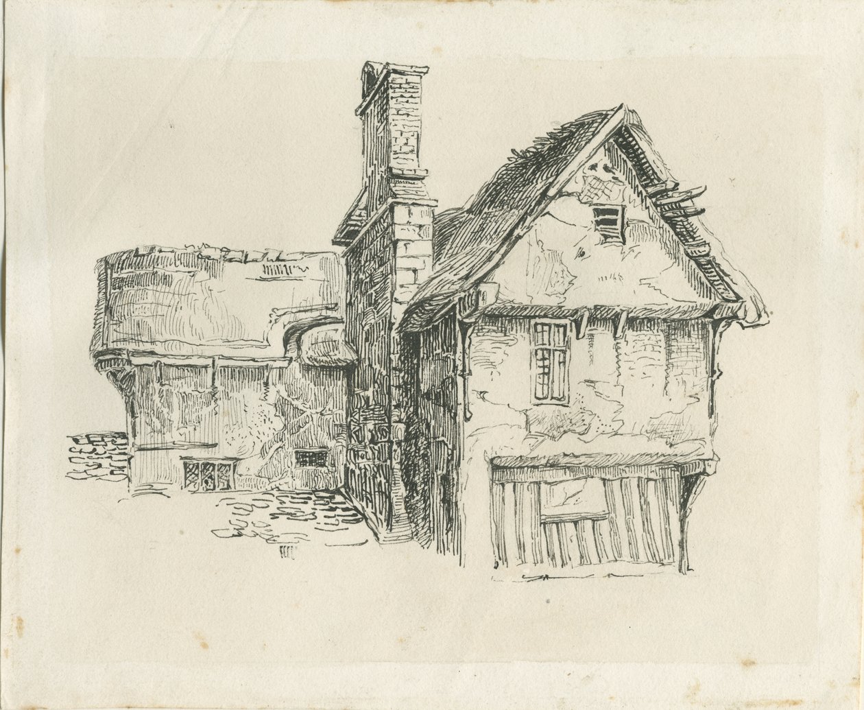 Standon Hall: pen and ink drawing, nd [?mid 19th cent] by Thomas Peploe Wood