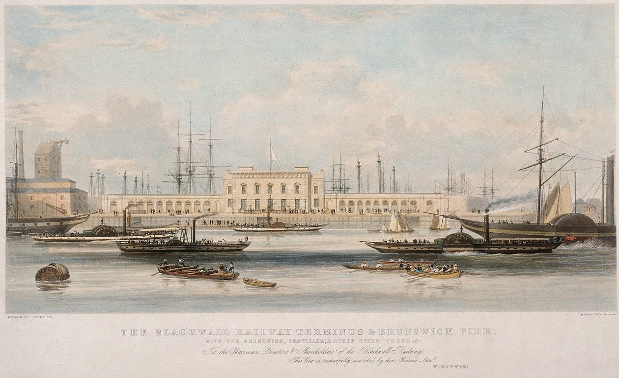 The Blackwall Railway Terminus and Brunswick Pier, Blackwall, Poplar, London by Thomas Picken