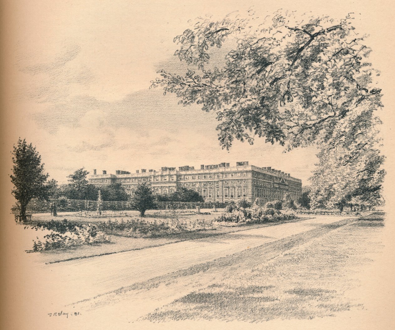 The Garden Fronts of Hampton Court Palace by Thomas Robert Way