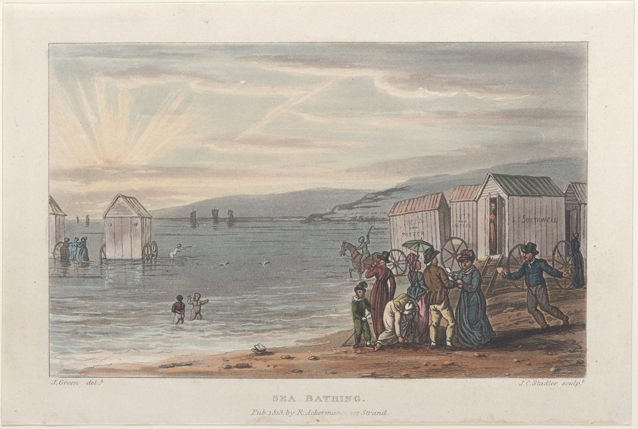 Sea Bathing, from Poetical Sketches of Scarborough, 1813 by Thomas Rowlandson, Joseph Constantine Stadler, J. Bluck