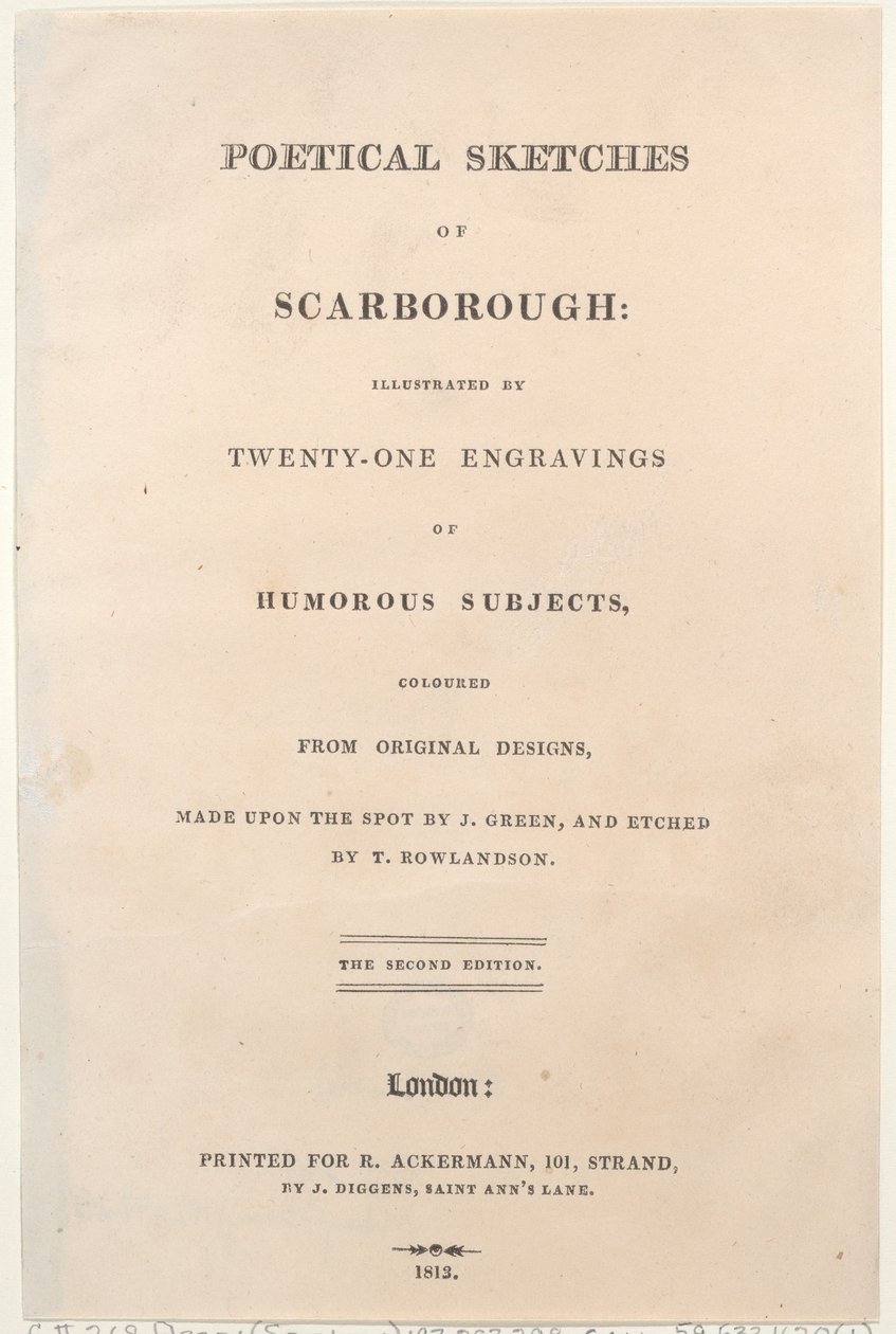 Title Page, from Poetical Sketches of Scarborough, 1813 by Thomas Rowlandson, Joseph Constantine Stadler, J. Bluck