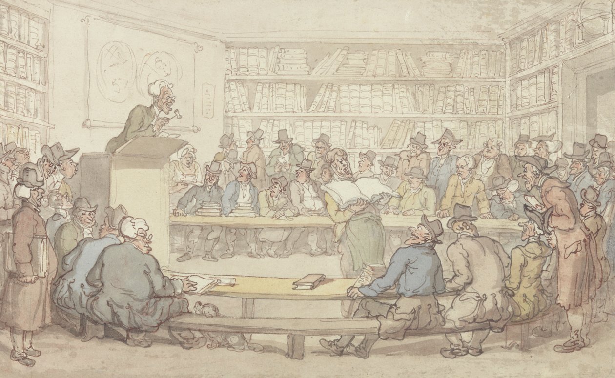 A Book Auction by Thomas Rowlandson