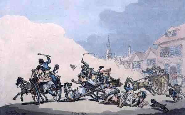A Cart Race, pub. by William Holland by Thomas Rowlandson