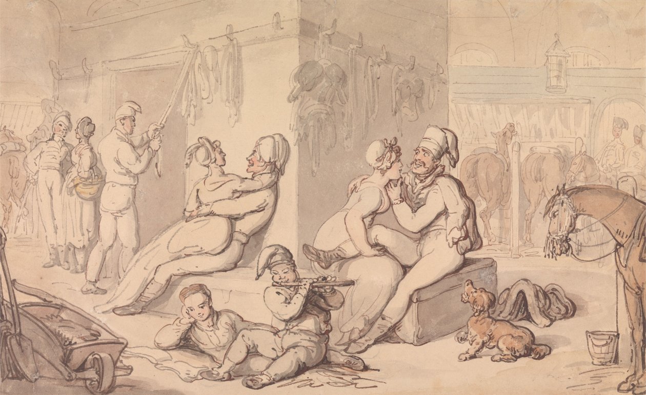A Cavalry Barracks by Thomas Rowlandson