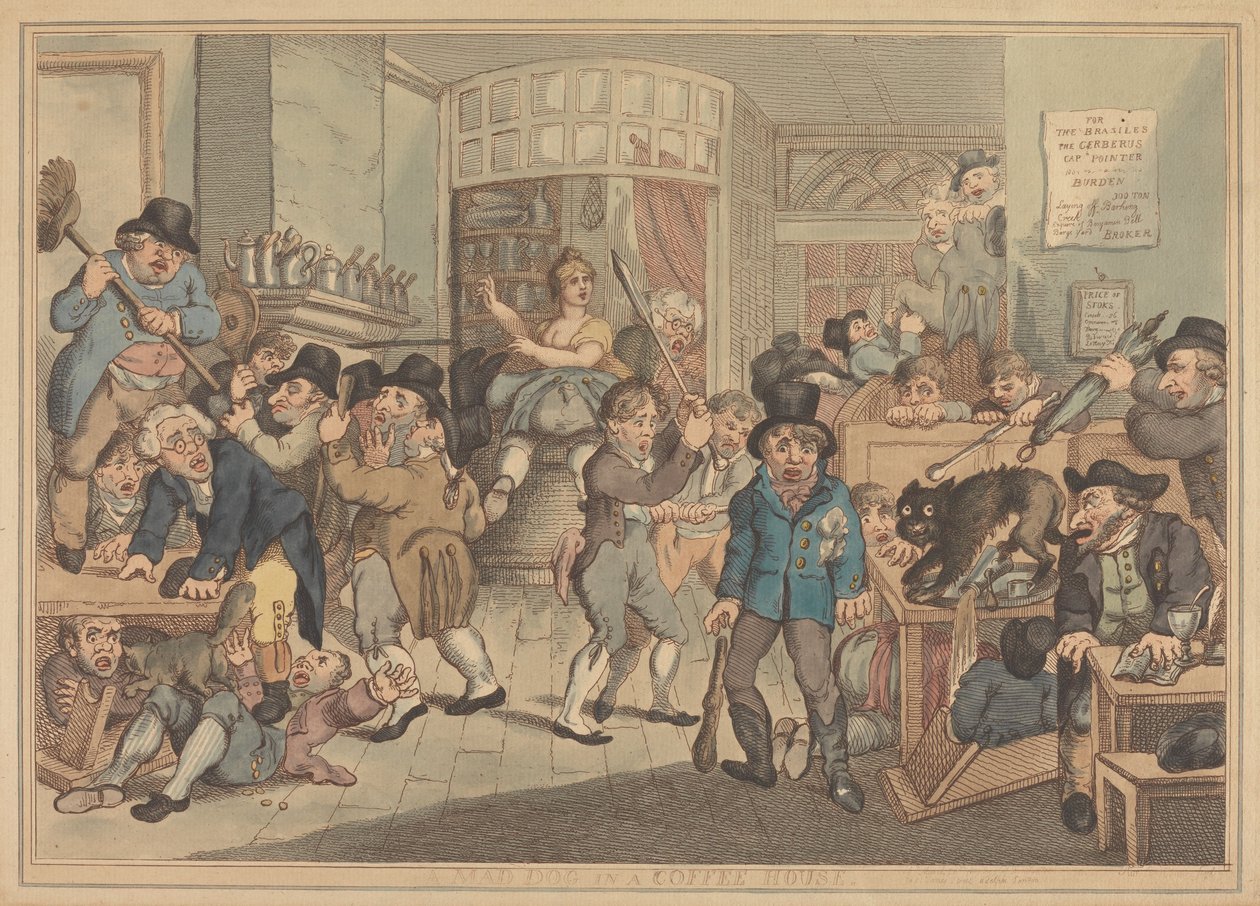 A Mad Dog in a Coffee House by Thomas Rowlandson