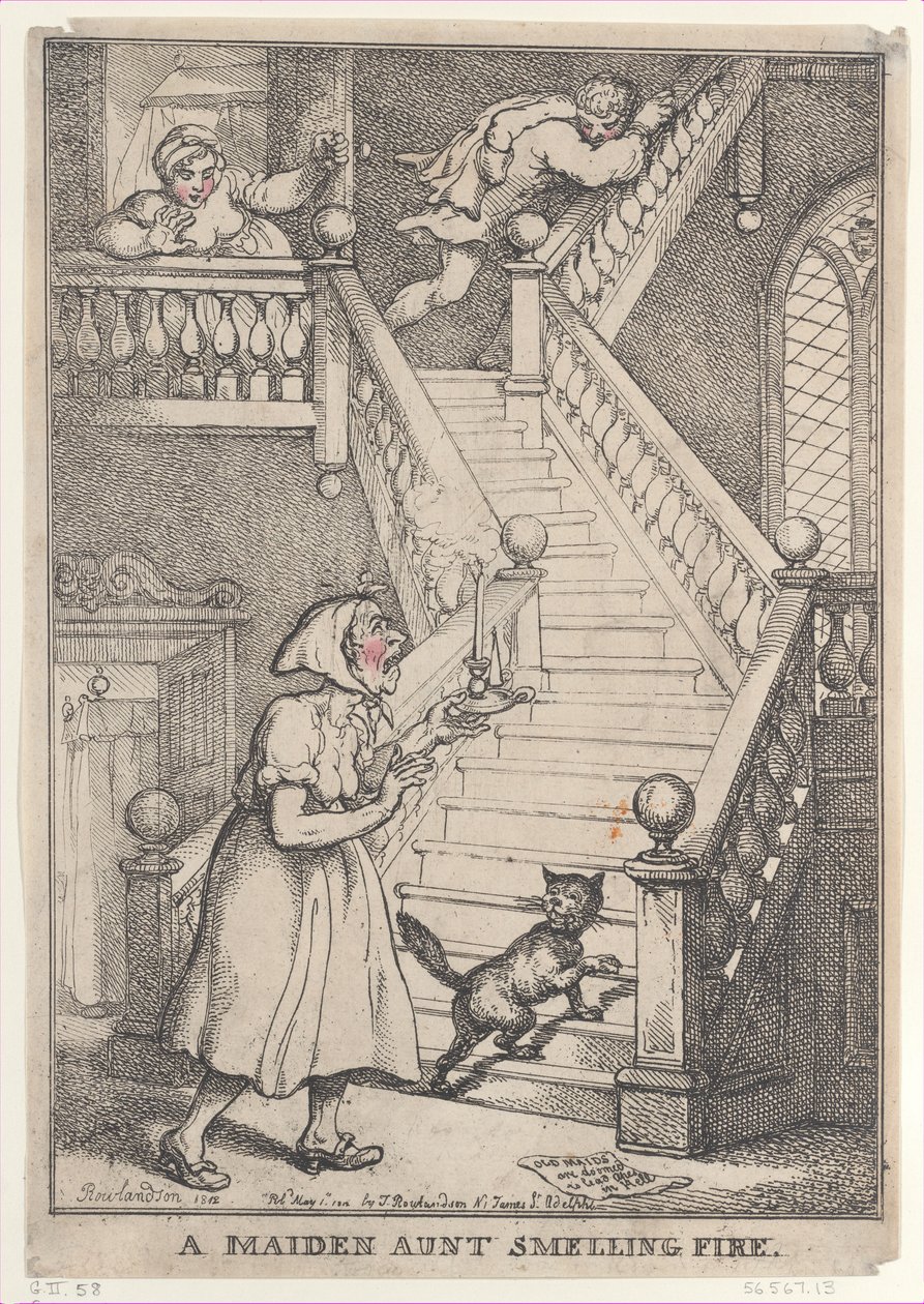 A Maiden Aunt Smelling Fire, [May 1, 1806], reissued May 1, 1812 by Thomas Rowlandson