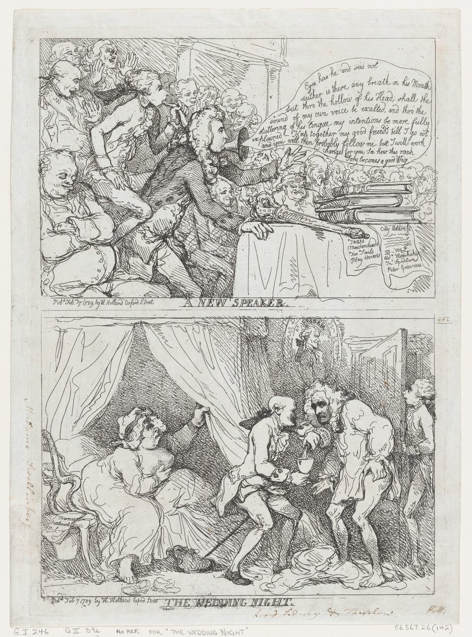 A New Speaker and The Wedding Night, February 7, 1789 by Thomas Rowlandson