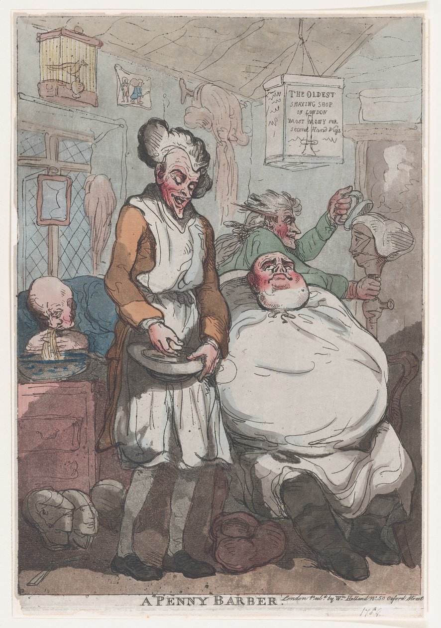 A Penny Barber, 1789 by Thomas Rowlandson