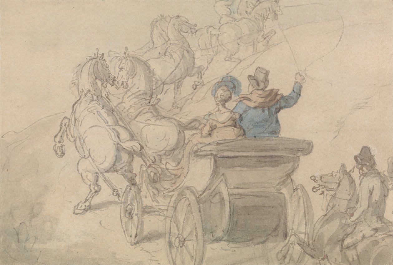 A Phaeton and Six by Thomas Rowlandson