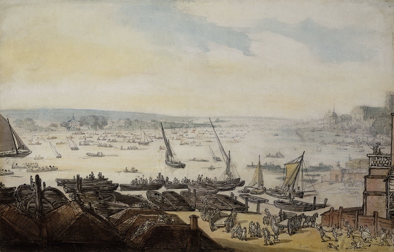 A Regatta on the Thames below Westminster by Thomas Rowlandson
