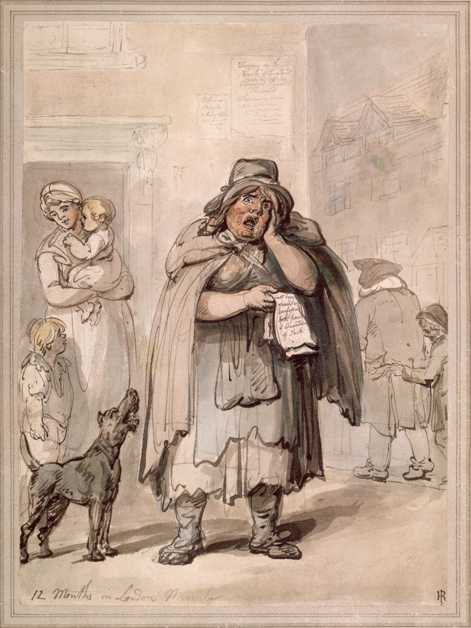 A Streetseller on a Street Corner, London by Thomas Rowlandson