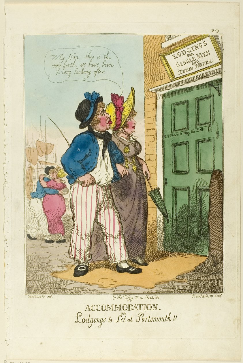 Accommodation, or Lodgings to Let Portsmouth by Thomas Rowlandson