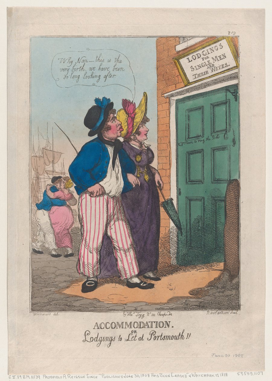 Accommodation, or Lodgings to Let at Portsmouth!! by Thomas Rowlandson