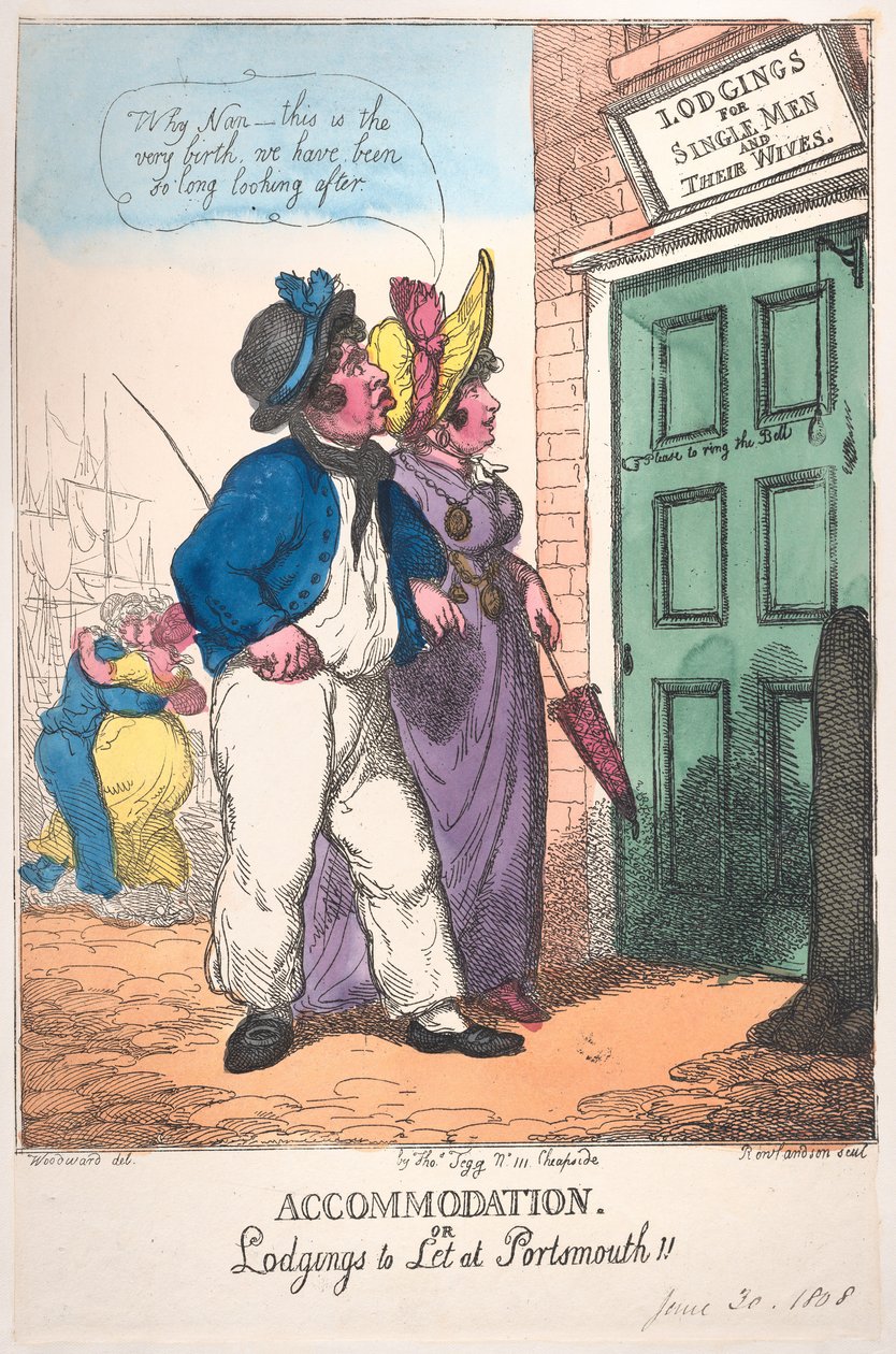 Accommodation, or Lodgings to Let at Portsmouth!! by Thomas Rowlandson