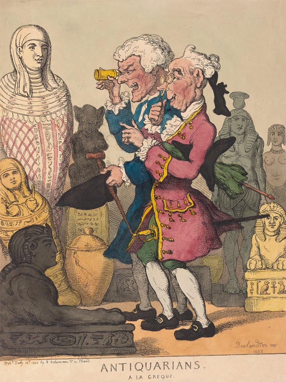 Antiquarians a la Greque, pub. 1805 by Thomas Rowlandson