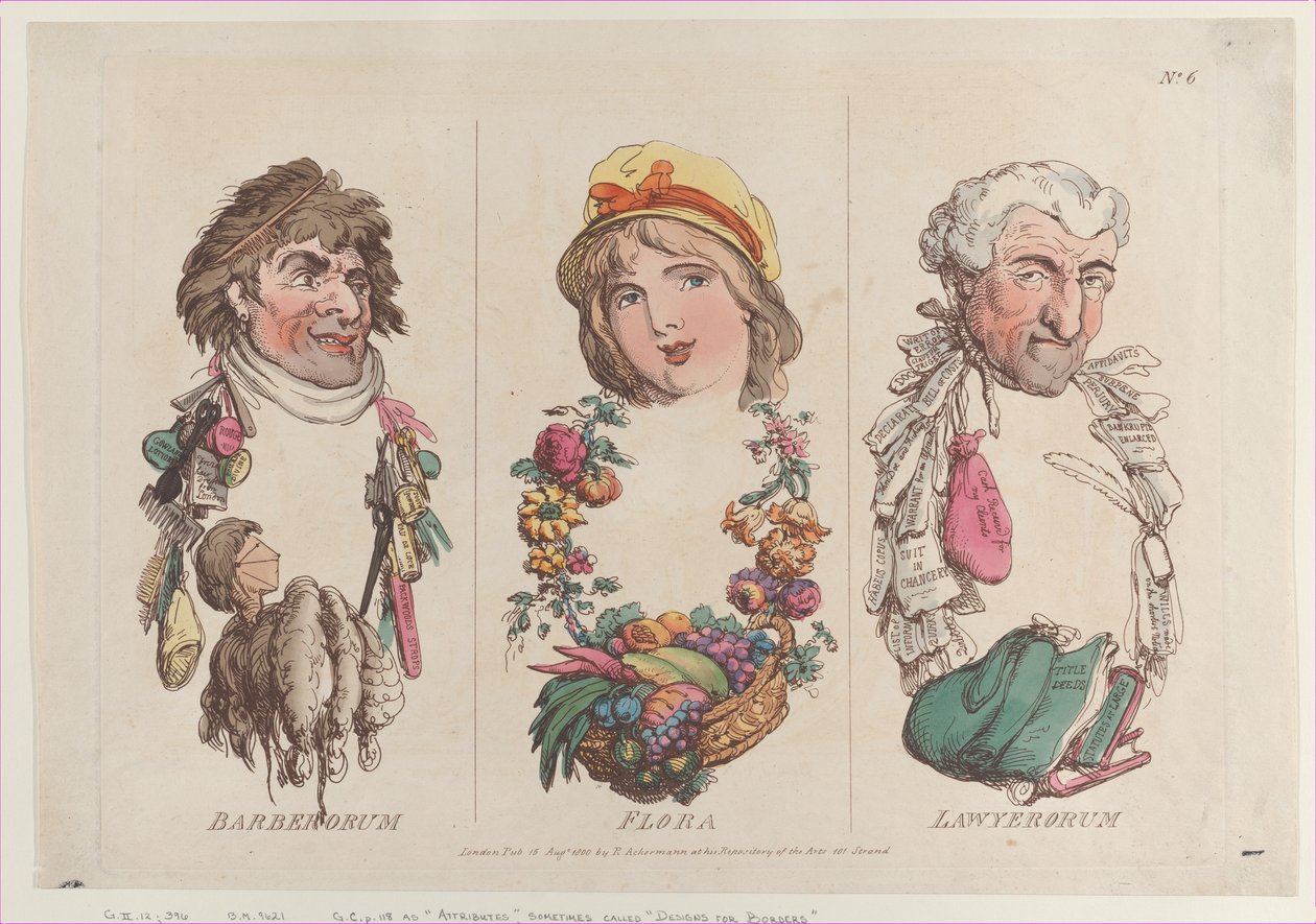 Barberorum, Flora, Lawyerorum, August 15, 1800 by Thomas Rowlandson