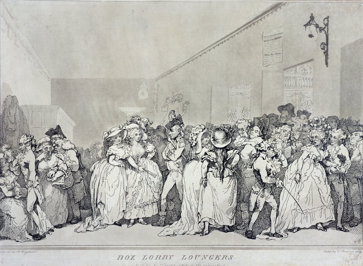Box Lobby Loungers, etched by Rowlandson from a design by Henry Wigstead, pub. by John Raphael Smith, 1786 by Thomas Rowlandson
