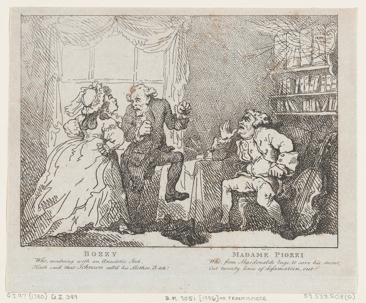 Bozzy and Madame Piozzi Frontispiece, Bozzy and Piozzi by Peter Pindar, 1780-86 by Thomas Rowlandson