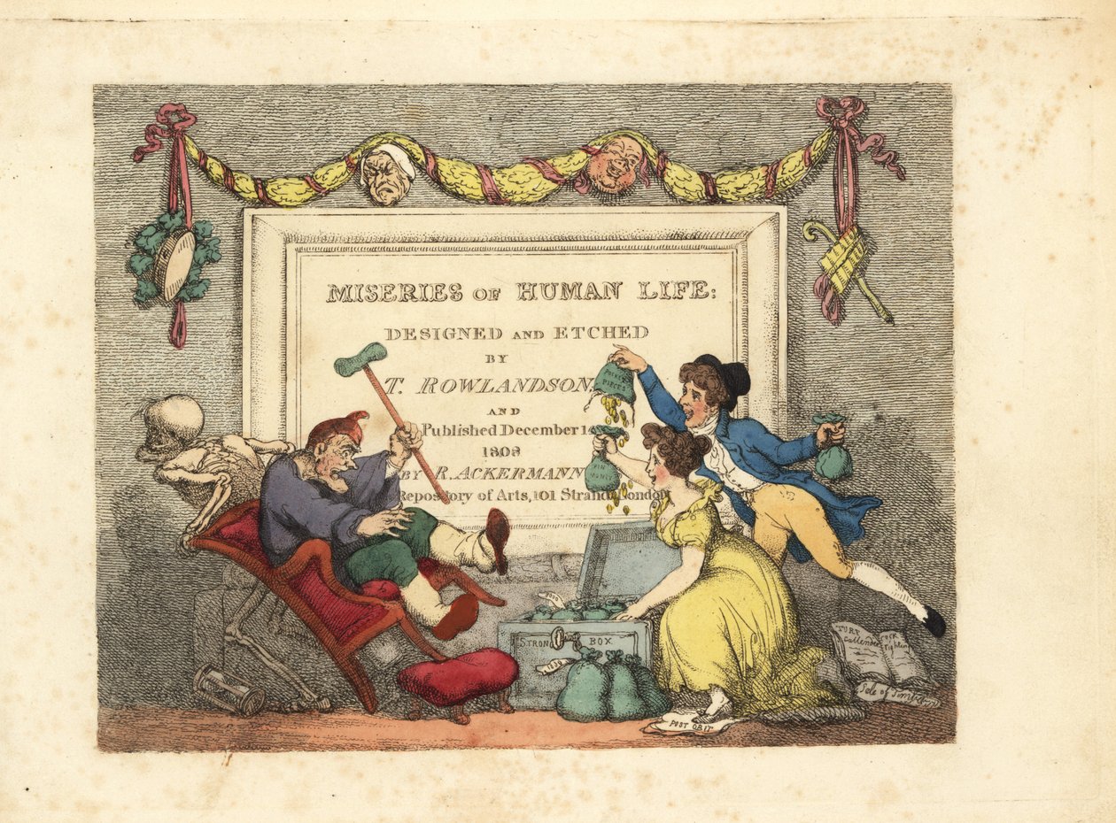 Calligraphic Title Page with Vignette of the Skeleton of Death by Thomas Rowlandson