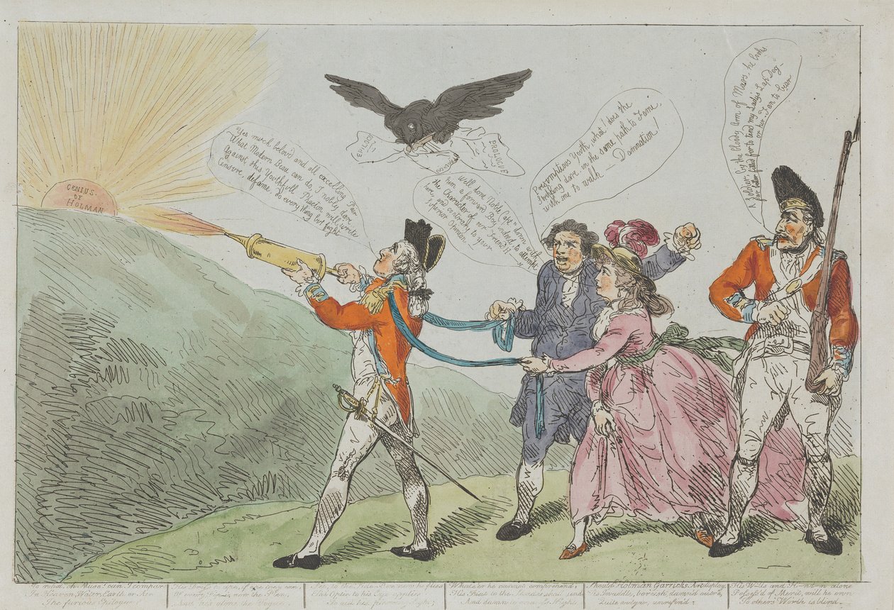 Col. Topham Endeavouring with his Squirt to Extinguish the Genius of Holman by Thomas Rowlandson