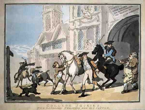 College Jockies, The Landlord Sweating for his Cattle, published by E. Jackson by Thomas Rowlandson