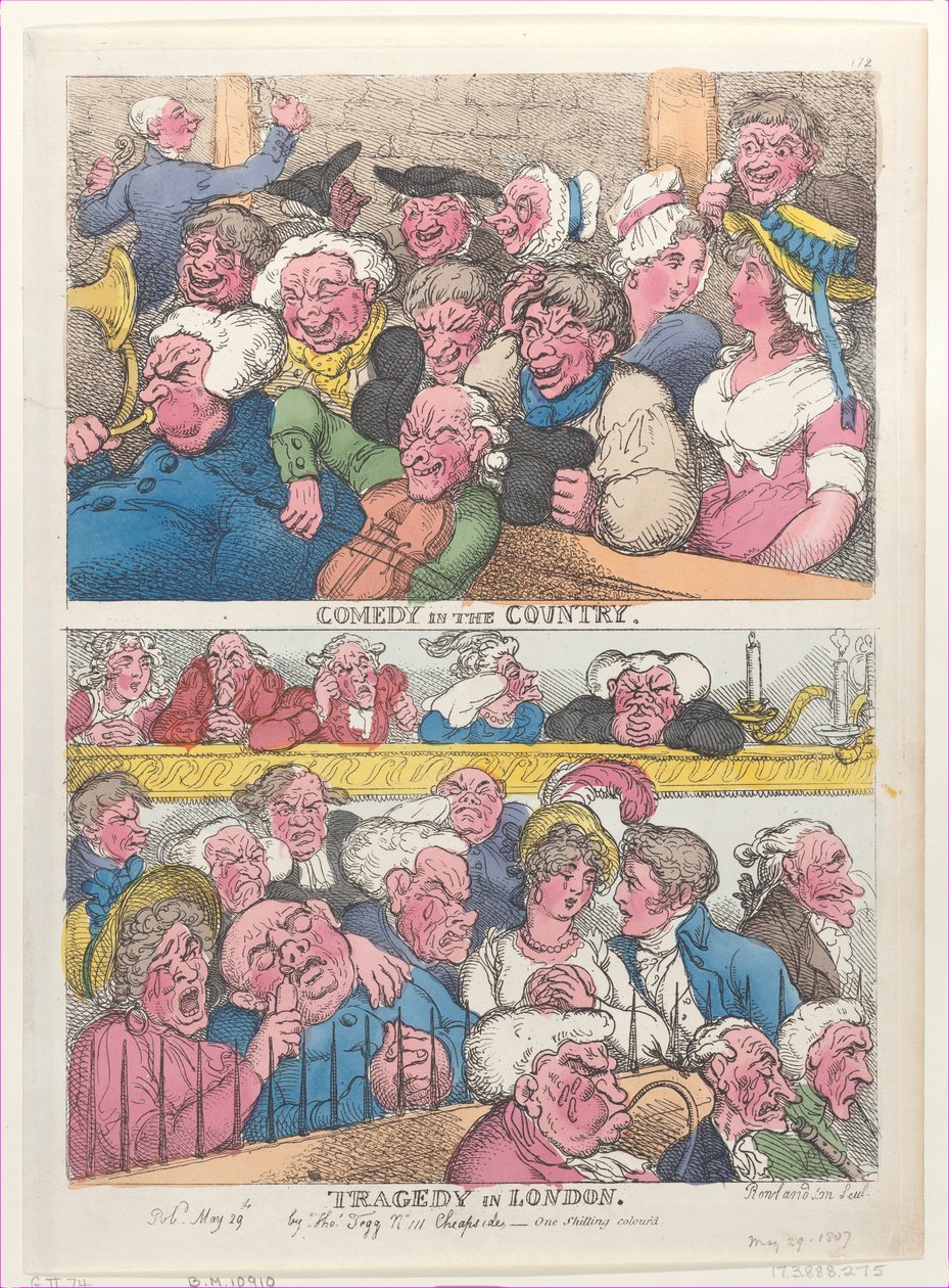 Comedy in the Country, Tragedy in London, May 29, 1807 by Thomas Rowlandson