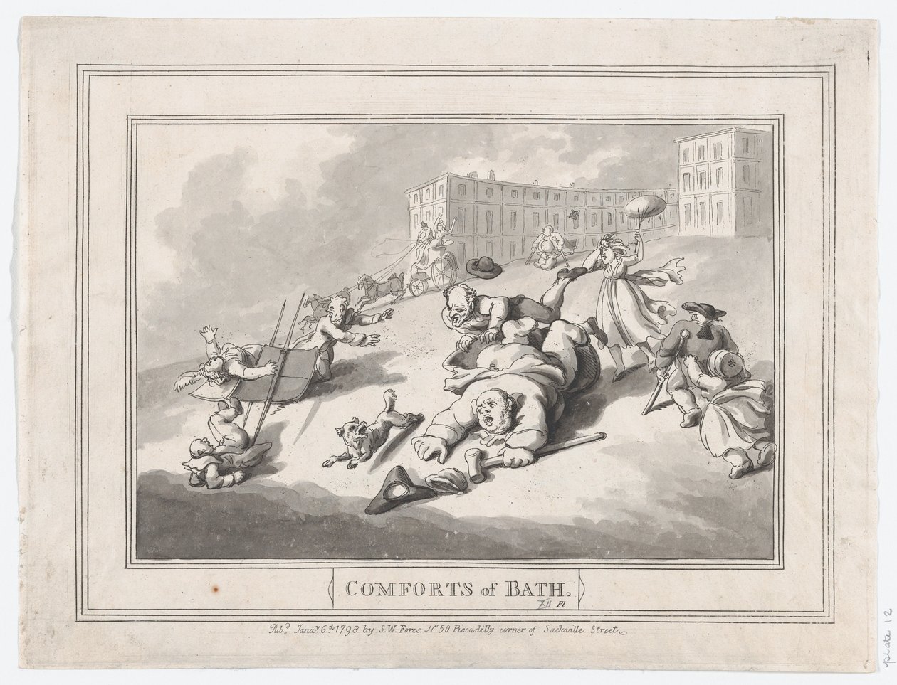 Comforts of Bath, Plate 12, January 6, 1798 by Thomas Rowlandson