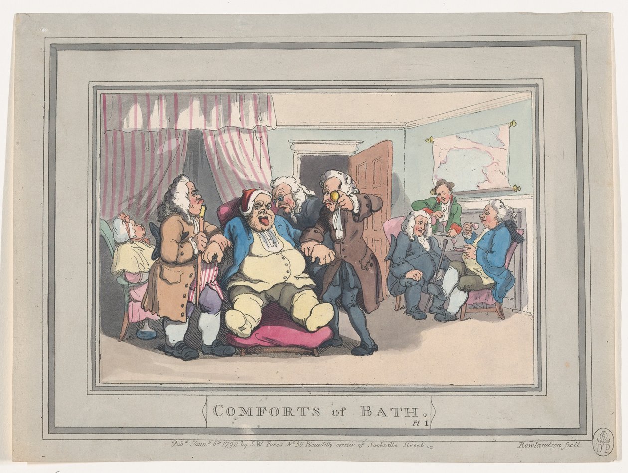 Comforts of Bath, Plate 1 by Thomas Rowlandson