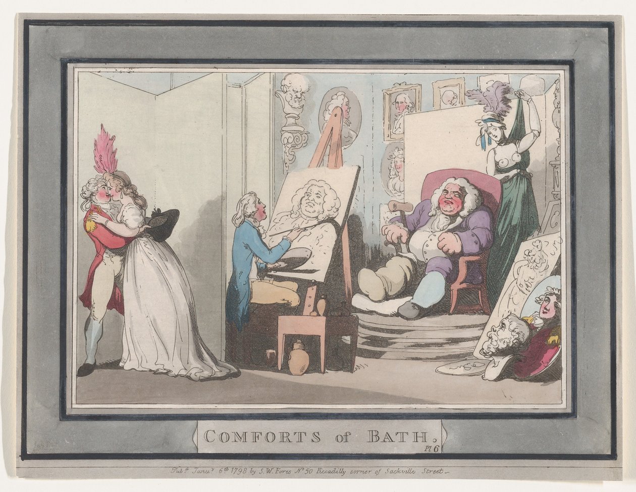 Comforts of Bath, Plate 6 by Thomas Rowlandson