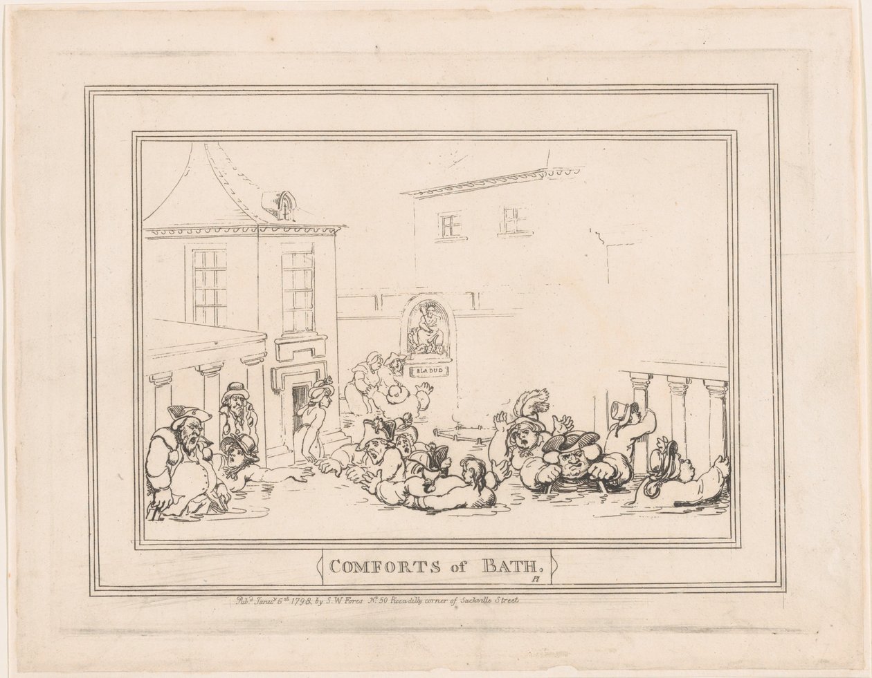 Comforts of Bath, Plate 7 by Thomas Rowlandson