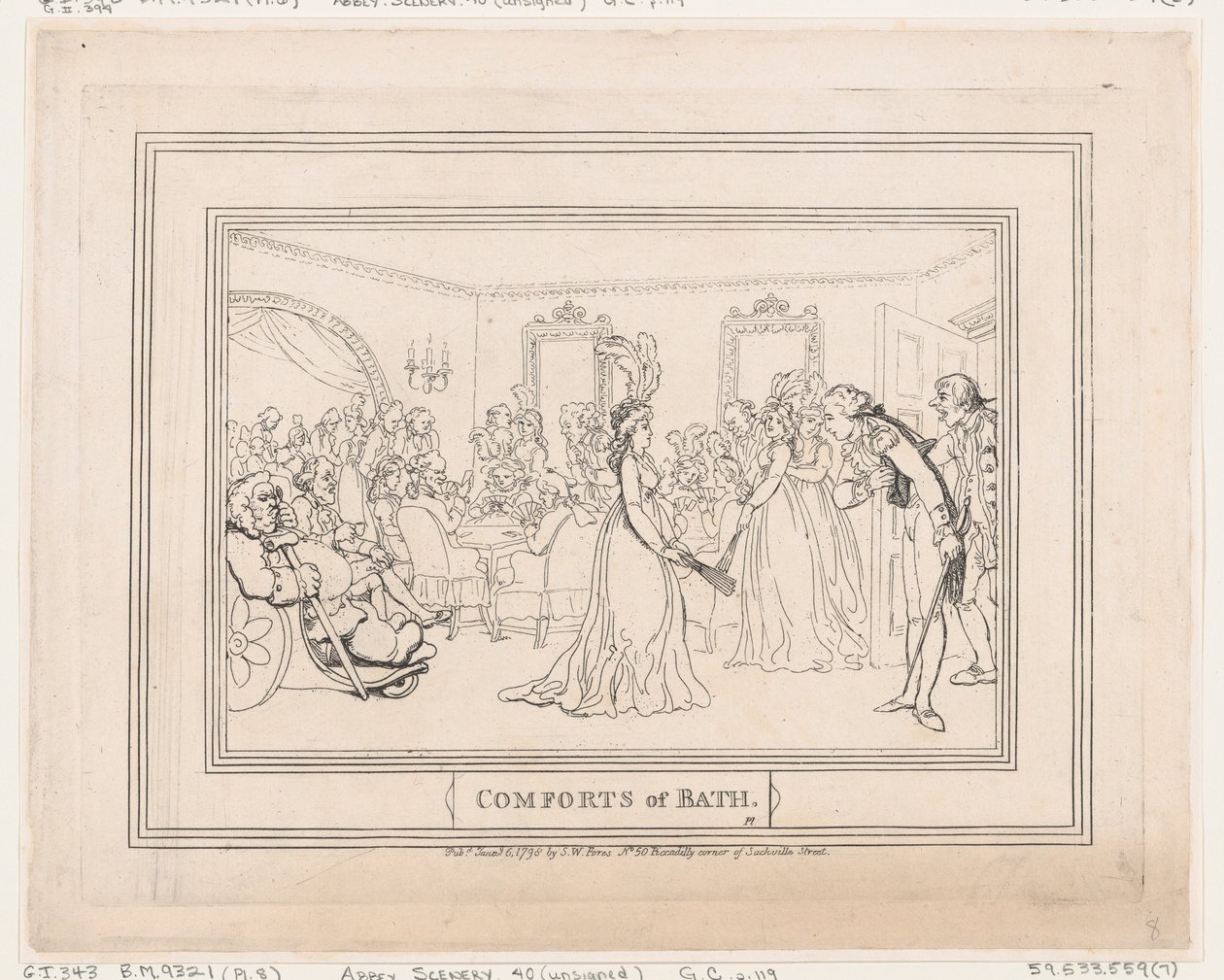 Comforts of Bath, Plate 8 by Thomas Rowlandson