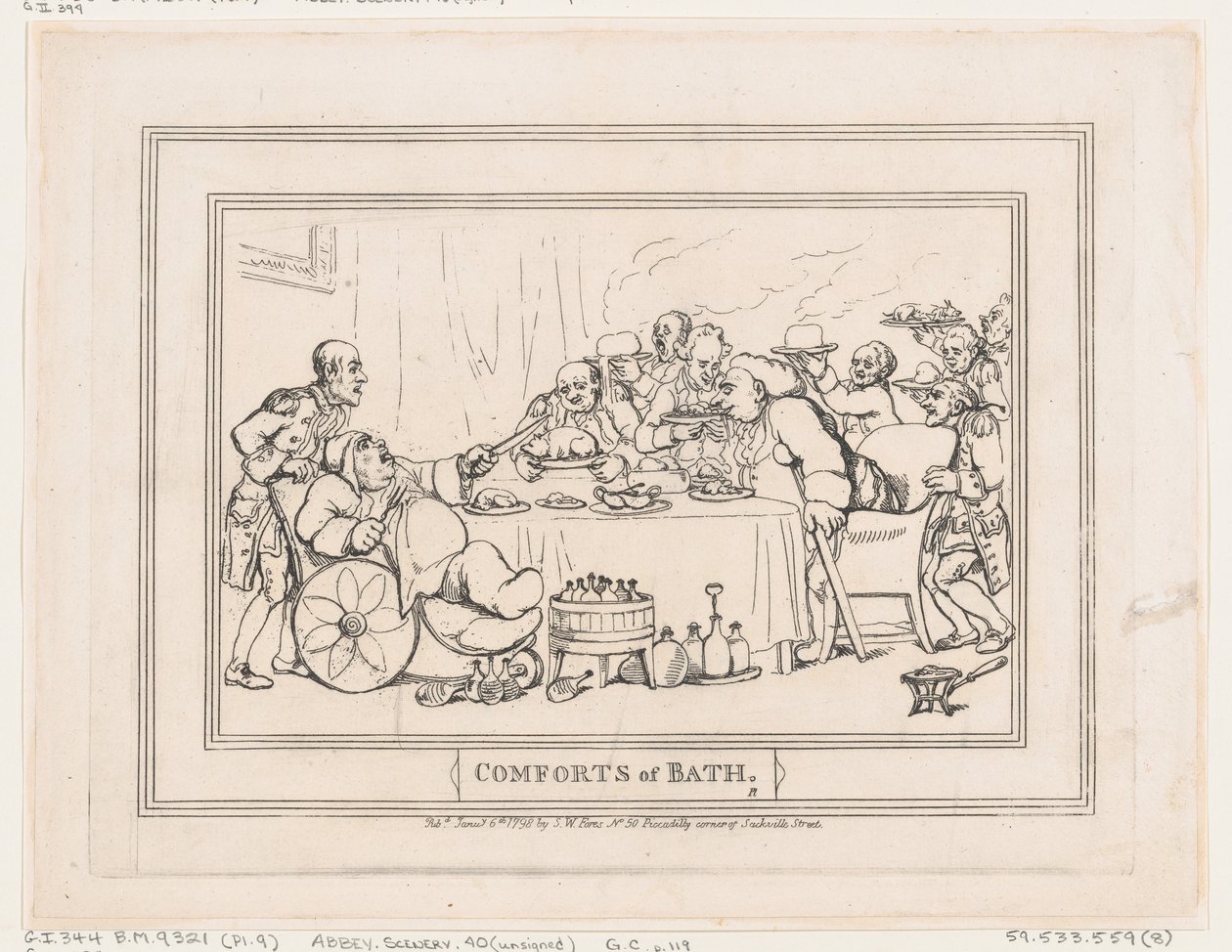 Comforts of Bath, Plate 9 by Thomas Rowlandson