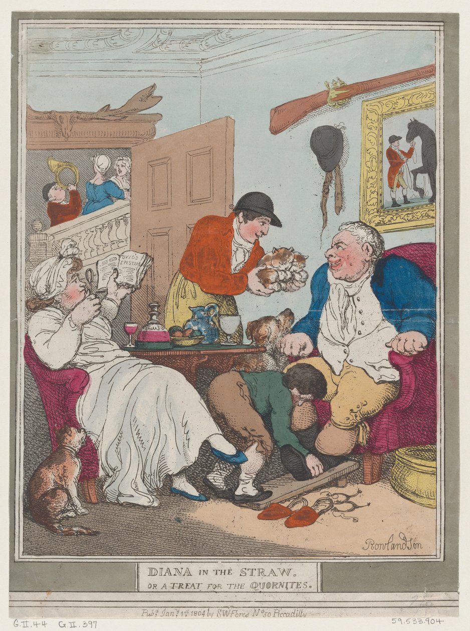 Diana in the Straw, or A Treat for Quornites, January 1, 1804 by Thomas Rowlandson