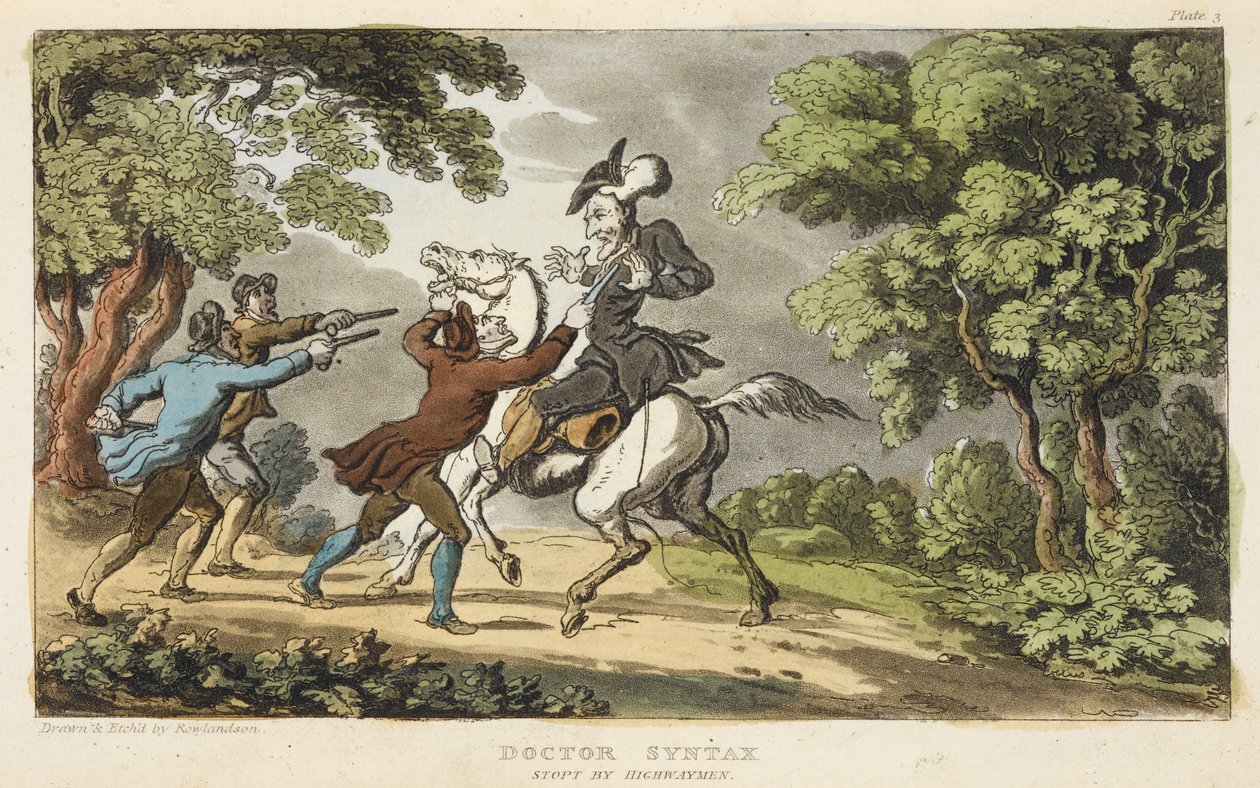 Doctor Syntax and Highwaymen by Thomas Rowlandson