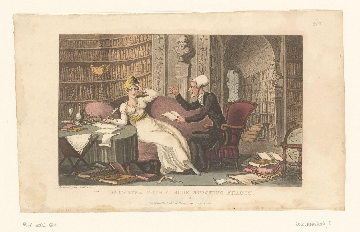 Doctor Syntax with a Woman in a Library by Thomas Rowlandson
