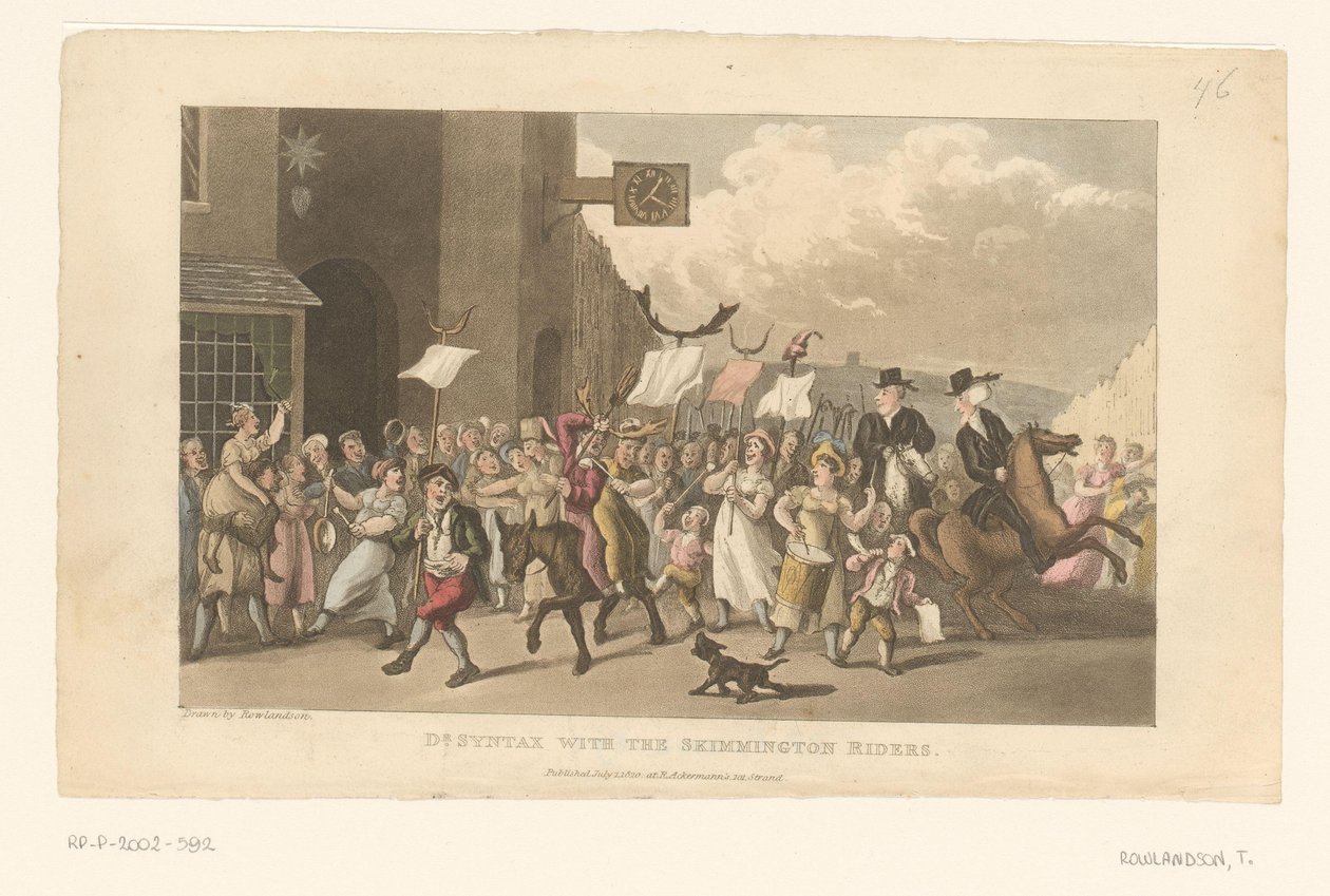 Doctor Syntax Rides His Horse in a Charivari by Thomas Rowlandson