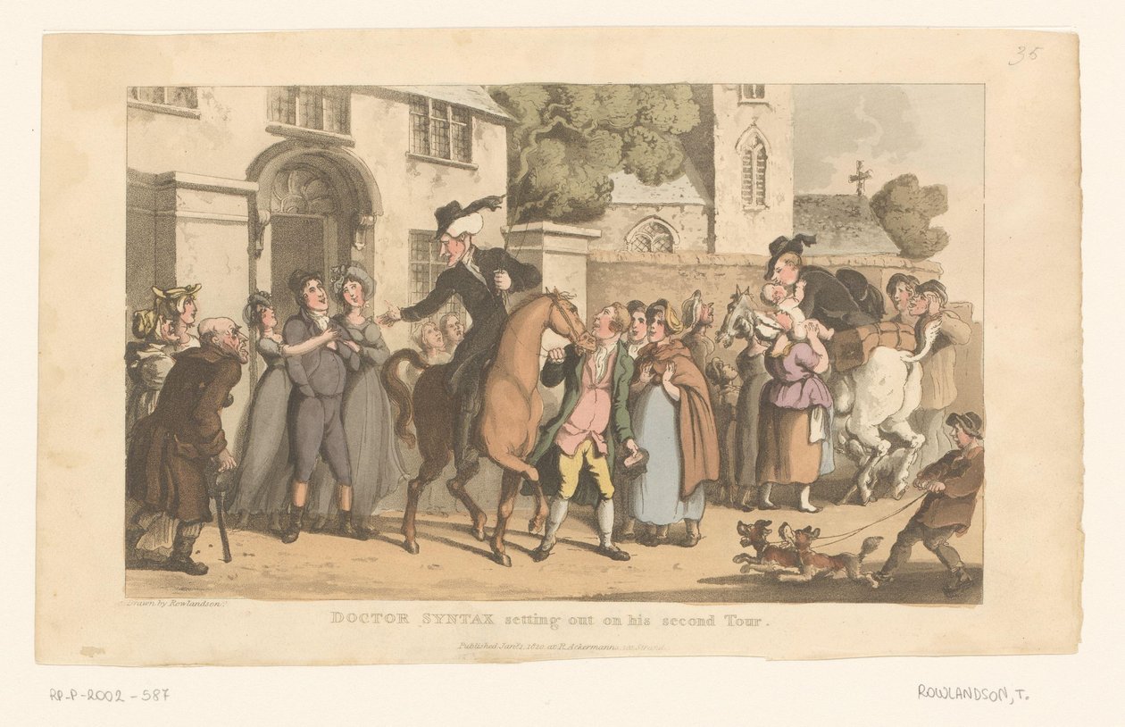 Doctor Syntax Departs on His Horse from the Village by Thomas Rowlandson