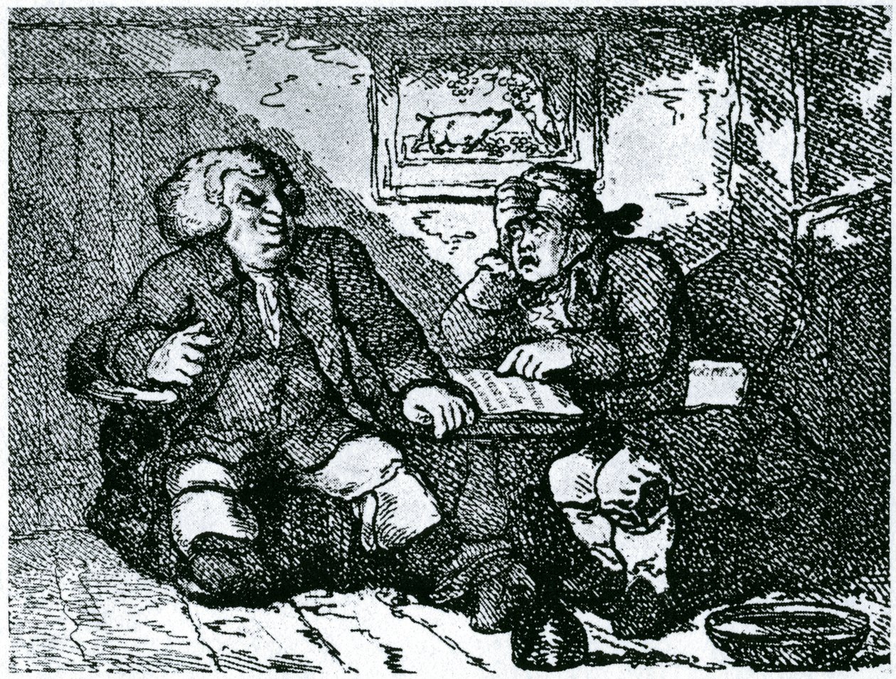 Dr Johnson and James Boswell recovering from a hangover after a night on the town by Thomas Rowlandson
