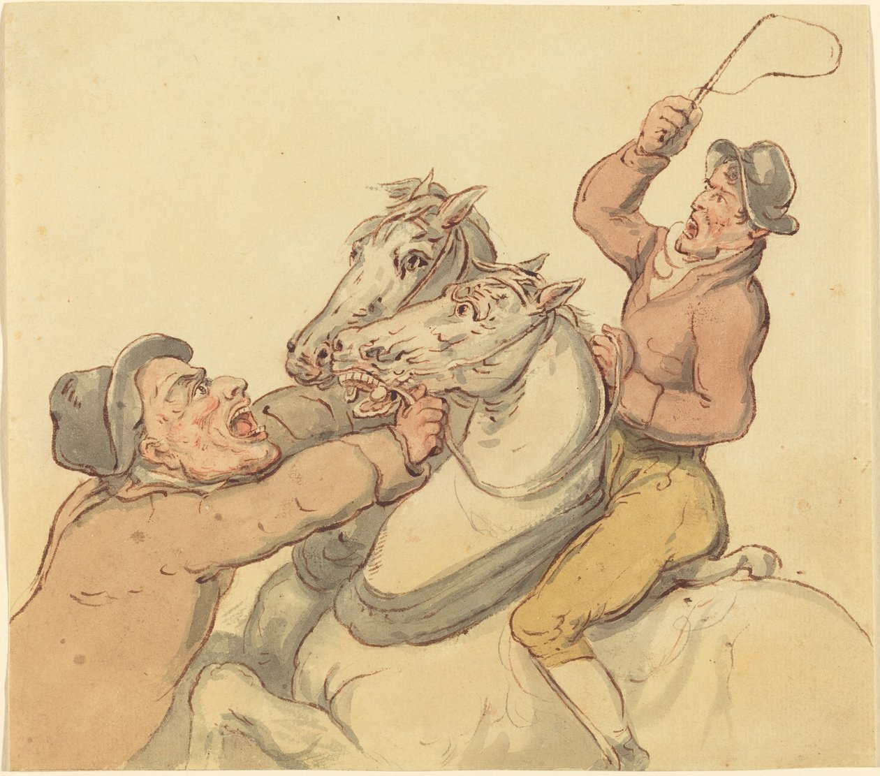 Drovers with a Pair of Rearing Horses by Thomas Rowlandson