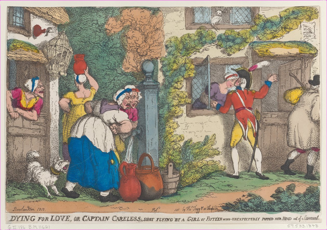 Dying for Love, or Captain Careless, Shot Flying by a Girl of Fifteen by Thomas Rowlandson