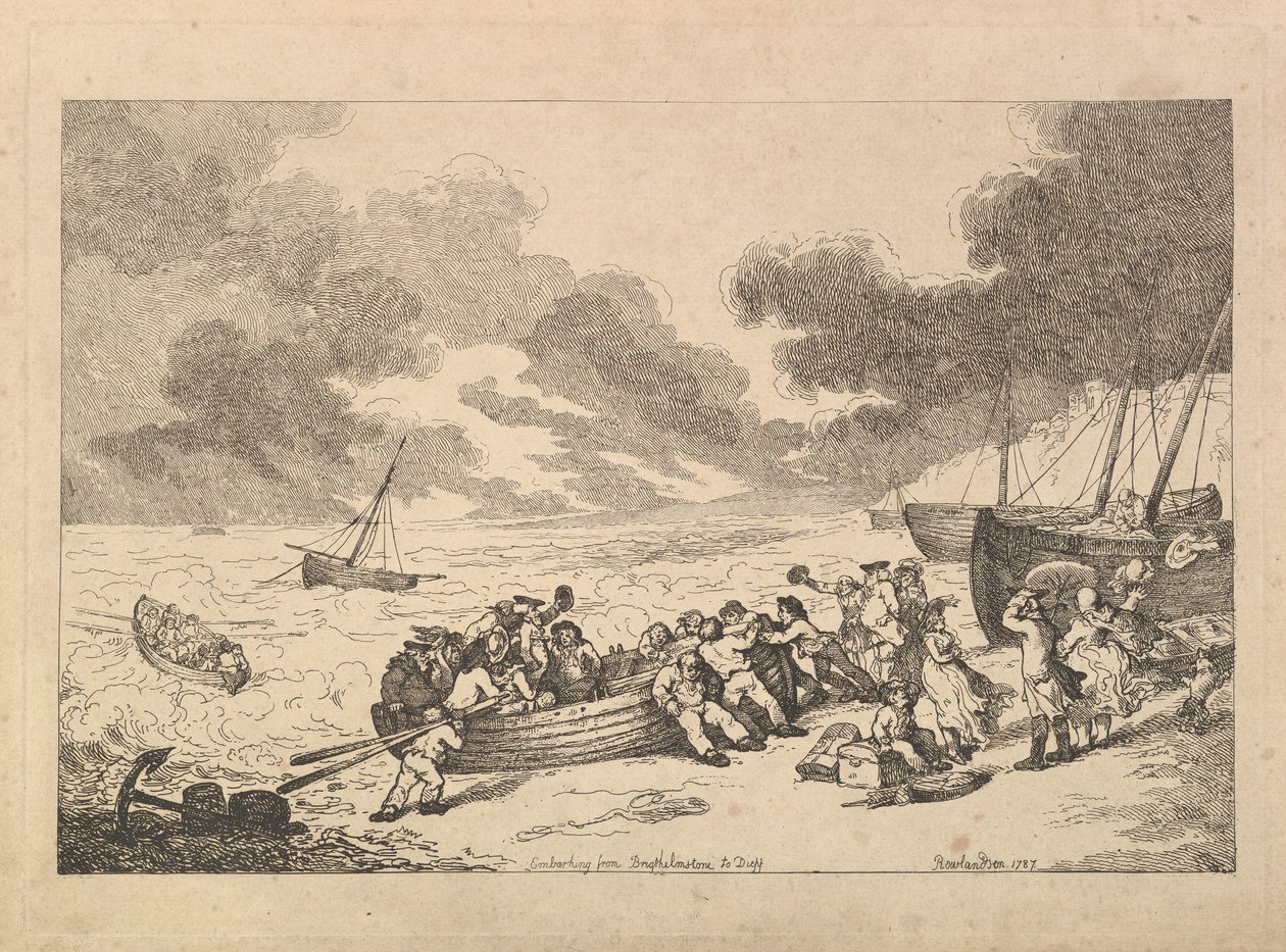 Embarking from Brighthelmstone to Dieppe (from Imitations of Modern Drawings) by Thomas Rowlandson