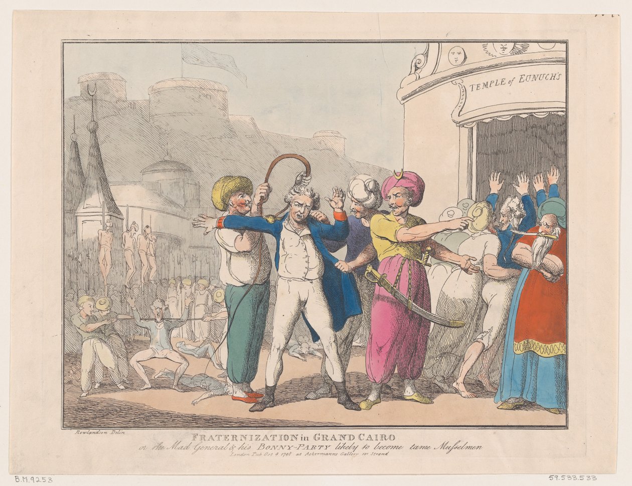 Fraternization in Grand Cairo, or The Mad General & his Bonny Party Likely to ... by Thomas Rowlandson