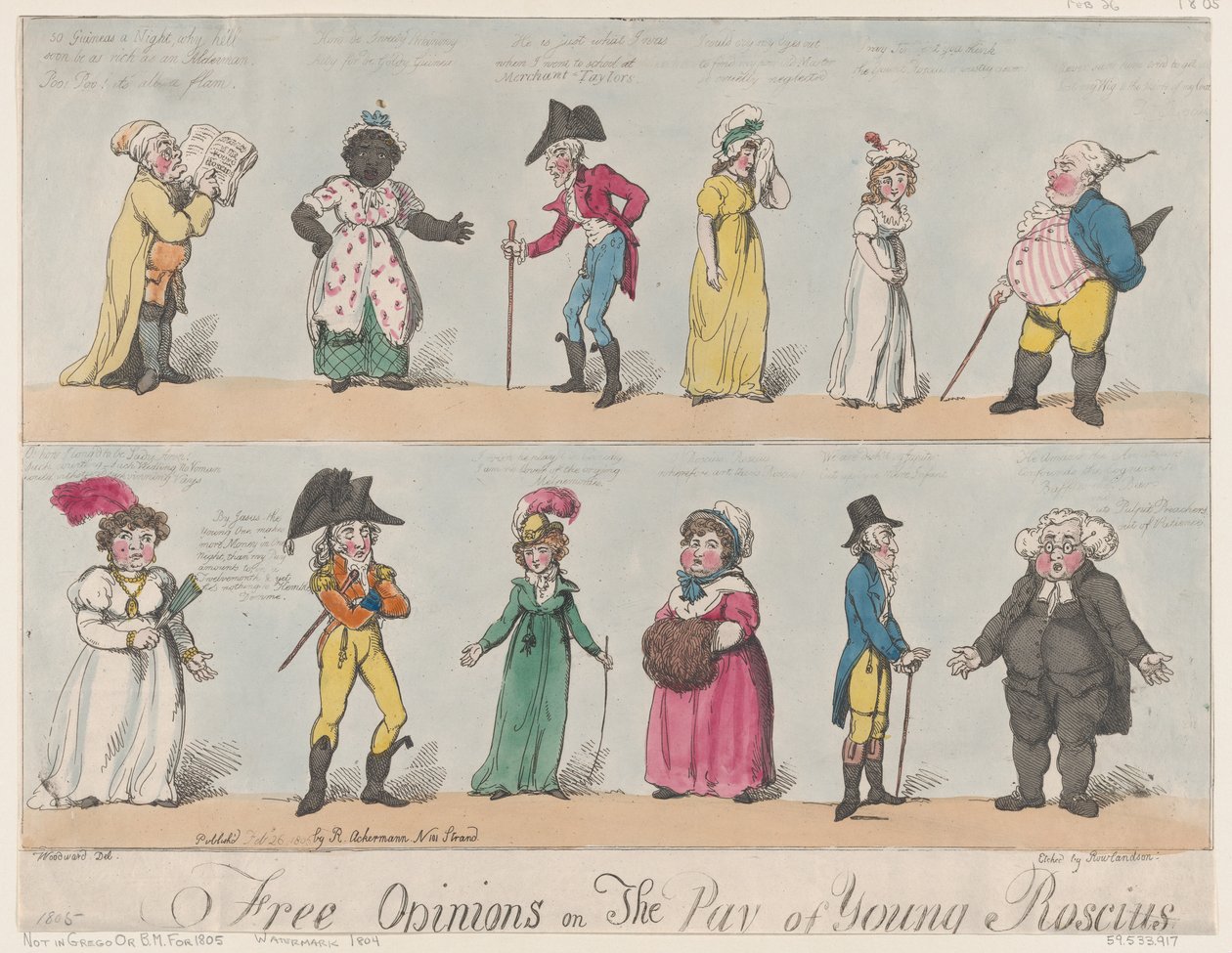 Free Opinions on The Pay of Young Roscius by Thomas Rowlandson