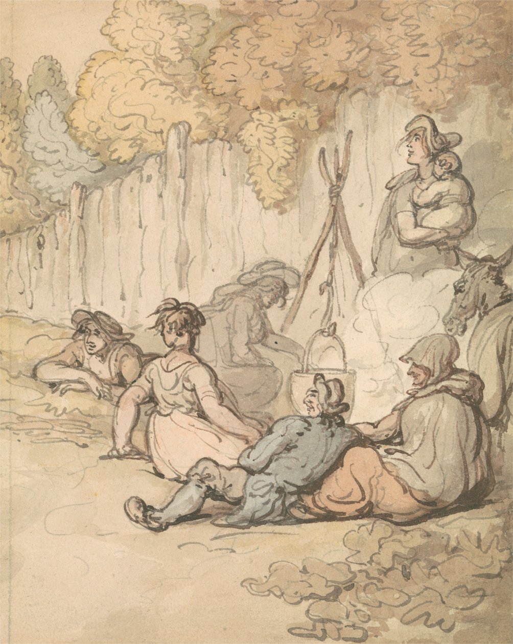 Gypsies Cooking on an Open Fire by Thomas Rowlandson