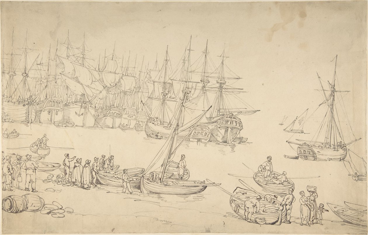 Harbor Scene by Thomas Rowlandson