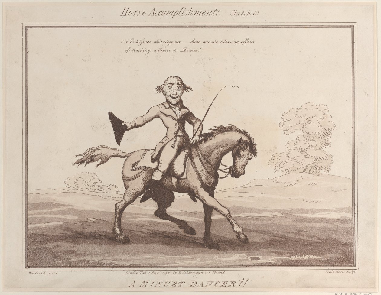 Horse Accomplishments, Sketch 10: A Minuet Dancer !!, August 1, 1799 by Thomas Rowlandson