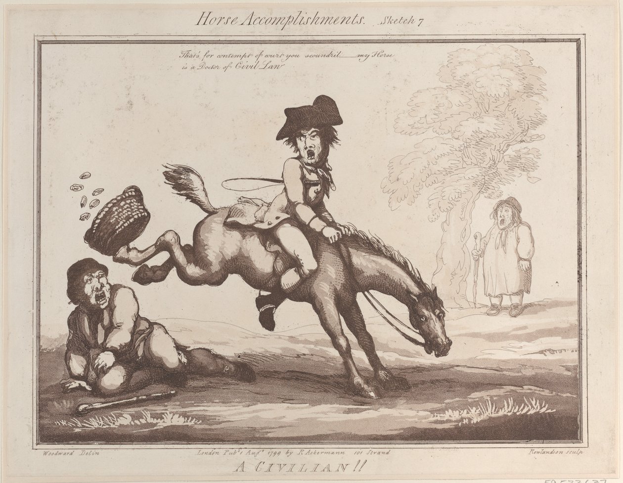 Horse Accomplishments, Sketch 7: A Civilian !! by Thomas Rowlandson