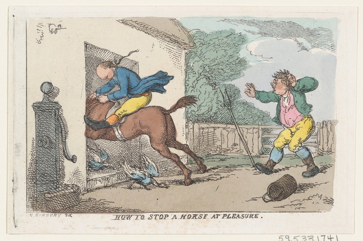How to Stop a Horse at Pleasure, 1803 by Thomas Rowlandson