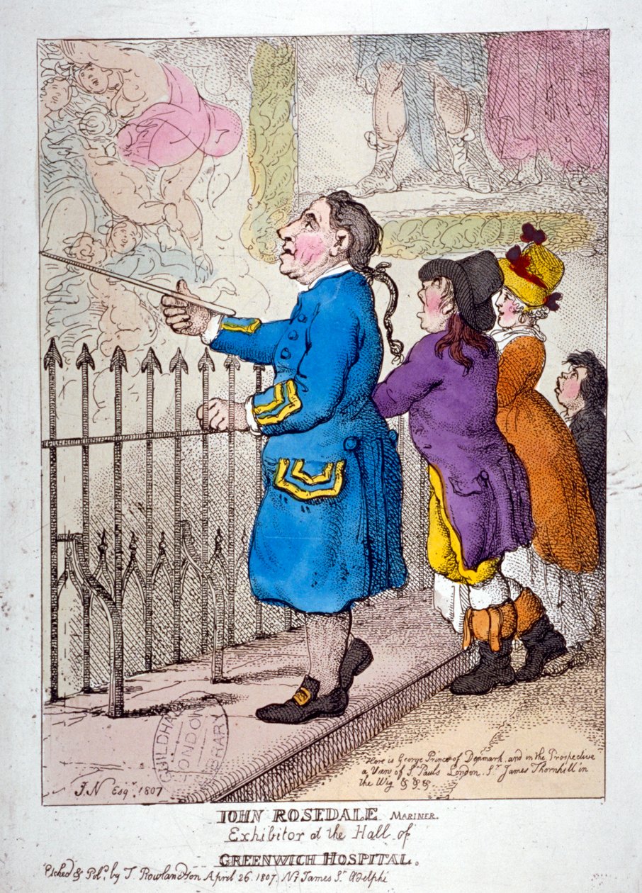 John Rosedale, mariner, exhibitor of the hall of Greenwich Hospital, 1807 by Thomas Rowlandson
