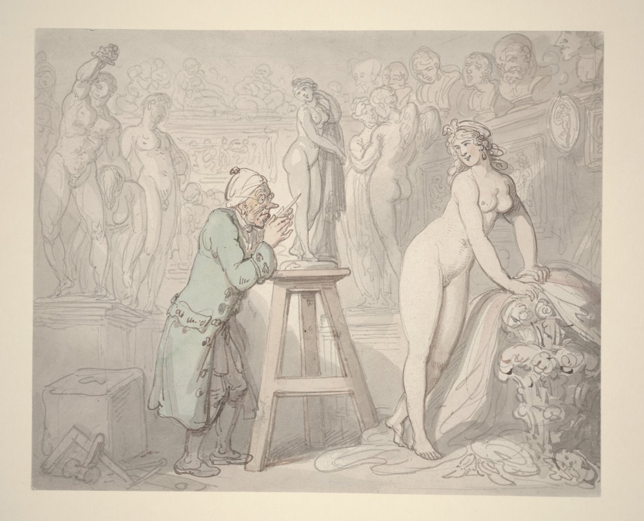 Joseph Nollekens in His Studio by Thomas Rowlandson